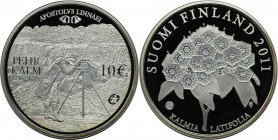 Europäische Münzen und Medaillen, Finnland / Finland. Pehr Kalm mit Eurostern. 10 Euro 2011, Silber. Polierte Platte