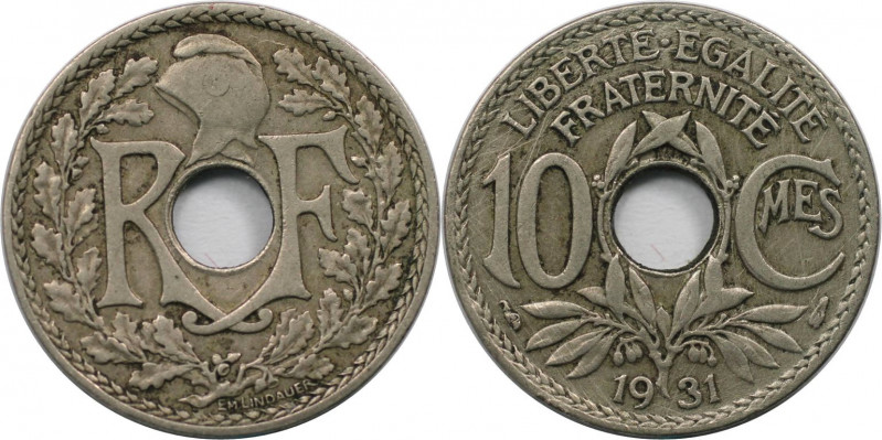 Europäische Münzen und Medaillen, Frankreich / France. 10 Centimes 1931. Kupfer-...