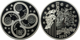 Europäische Münzen und Medaillen, Frankreich / France. Europäische Währungsunion. 1 1/2 Euro 2003. 22,20 g. 0.900 Silber. 0.64 OZ. KM 1338. Polierte P...