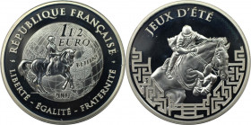 Europäische Münzen und Medaillen, Frankreich / France. Olympische Spiele Reitsport Jeux d´Eté - Hindernissprung. 1 1/2 Euro 2007. 22,20 g. 0.900 Silbe...