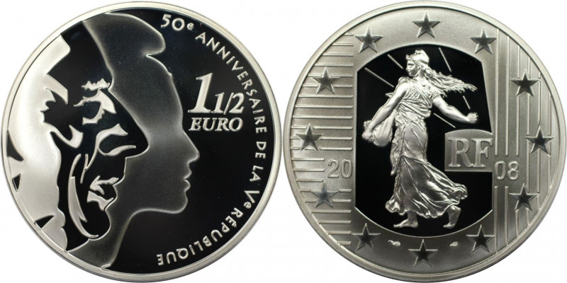 Europäische Münzen und Medaillen, Frankreich / France. 50 Jahre 5. Republik. 1 1...
