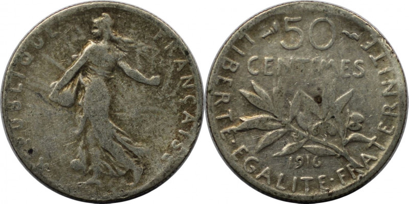 Europäische Münzen und Medaillen, Frankreich / France. 50 Centimes 1916. Silber....