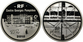 Europäische Münzen und Medaillen, Frankreich / France. Pompidou Zentrum. 10 Euro 2010, Silber. Polierte Platte
