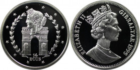 Europäische Münzen und Medaillen, Gibraltar. Napoleon und Arc the Triomph. 14 Ecus 1995. 10,0 g. 0.925 Silber. 0.3 OZ. KM 495. Polierte Platte