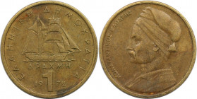 Europäische Münzen und Medaillen, Griechenland / Greece. Konstantinos Kanaris. 1 Drachma 1978. Nickel-Messing. KM 116. Stempelglanz