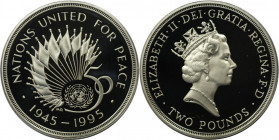 Europäische Münzen und Medaillen, Großbritannien / Vereinigtes Königreich / UK / United Kingdom. 50 Jahre Vereinte Nationen. 2 Pounds 1995. 15,98 g. 0...