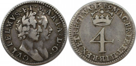 Europäische Münzen und Medaillen, Großbritannien / Vereinigtes Königreich / UK / United Kingdom. William & Mary (1689-1694). 4 Pence 1689, Silber. KM ...