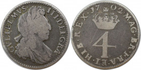 Europäische Münzen und Medaillen, Großbritannien / Vereinigtes Königreich / UK / United Kingdom. William III. (1694-1702). 4 Pence 1702, Silber. KM 49...