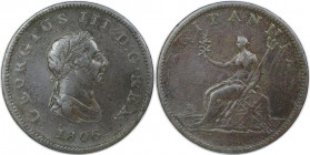 Europäische Münzen und Medaillen, Großbritannien / Vereinigtes Königreich / UK / United Kingdom. George III. (1760-1820). 1/2 Penny 1806, Kupfer. KM 6...