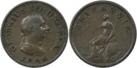 Europäische Münzen und Medaillen, Großbritannien / Vereinigtes Königreich / UK / United Kingdom. George III. (1760-1820). Farthing 1806, Kupfer. KM 66...
