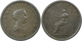 Europäische Münzen und Medaillen, Großbritannien / Vereinigtes Königreich / UK / United Kingdom. George III. (1760-1820). 1/2 Penny 1807, Kupfer. KM 6...