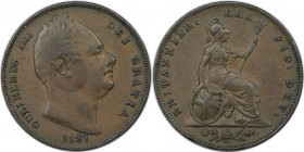 Europäische Münzen und Medaillen, Großbritannien / Vereinigtes Königreich / UK / United Kingdom. William IV. (1830-1837). Farthing 1831, Kupfer. KM 70...