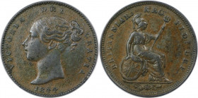 Europäische Münzen und Medaillen, Großbritannien / Vereinigtes Königreich / UK / United Kingdom. Victoria (1837-1901). 1/3 Farthing 1844, Kupfer. KM 7...