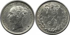 Europäische Münzen und Medaillen, Großbritannien / Vereinigtes Königreich / UK / United Kingdom. Victoria (1837-1901). 3 Pence 1885, Silber. KM 730. S...