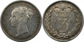 Europäische Münzen und Medaillen, Großbritannien / Vereinigtes Königreich / UK / United Kingdom. Victoria (1837-1901). 3 Pence 1887, Silber. KM 730. S...