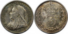 Europäische Münzen und Medaillen, Großbritannien / Vereinigtes Königreich / UK / United Kingdom. Victoria (1837-1901). 3 Pence 1899, Silber. KM 777. S...