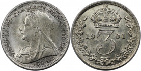 Europäische Münzen und Medaillen, Großbritannien / Vereinigtes Königreich / UK / United Kingdom. Victoria (1837-1901). 3 Pence 1901, Silber. KM 777. S...