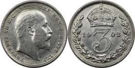 Europäische Münzen und Medaillen, Großbritannien / Vereinigtes Königreich / UK / United Kingdom. Edward VII. (1901-1910). 3 Pence 1902, Silber. KM 797...