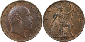 Europäische Münzen und Medaillen, Großbritannien / Vereinigtes Königreich / UK / United Kingdom. Edward VII. (1901-1910). Farthing 1902, Bronze. KM 79...