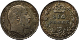 Europäische Münzen und Medaillen, Großbritannien / Vereinigtes Königreich / UK / United Kingdom. Edward VII. (1901-1910). Sixpence (6 Pence) 1902, Sil...