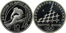 Europäische Münzen und Medaillen, Italien / Italy. XX. Olympische Winterspiele 2006 in Turin - Skiabfahrt. 10 Euro 2005. 22,0 g. 0.925 Silber. 0.65 OZ...