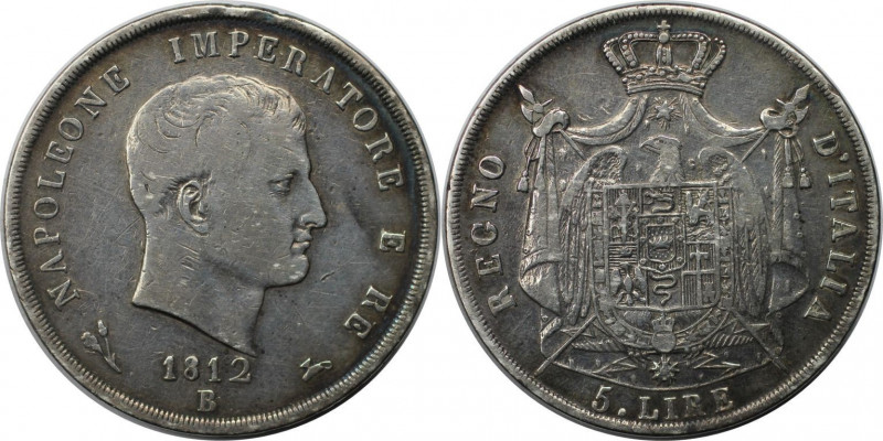 Europäische Münzen und Medaillen, Italien / Italy. Napoleon I. 5 Lire 1812 B (Bo...