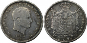 Europäische Münzen und Medaillen, Italien / Italy. Napoleon I. 5 Lire 1812 B (Bologna), Silber. KM #10.9. Sehr schön+