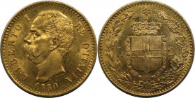 Europäische Münzen und Medaillen, Italien / Italy. Umberto I. (1878-1900). 20 Lire 1880, R. Gold. 21.00 mm. Pag. 576, Mont. 12. Vorzüglich+
