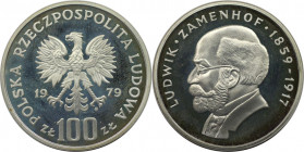 Europäische Münzen und Medaillen, Polen / Poland. Ludwik Zamenhof. 100 Zlotych 1979. 16,50 g. 0.625 Silber. 0.33 OZ. KM Y# 103. Polierte Platte, mit P...