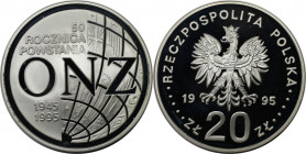 Europäische Münzen und Medaillen, Polen / Poland. UNO Fischer. 20 Zlotych 1995, Silber. 1 OZ. KM Y#291. Polierte Platte