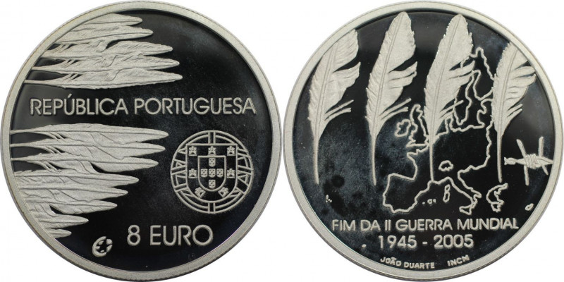 Europäische Münzen und Medaillen, Portugal. 60 Jahre Frieden und Freiheit. 8 Eur...