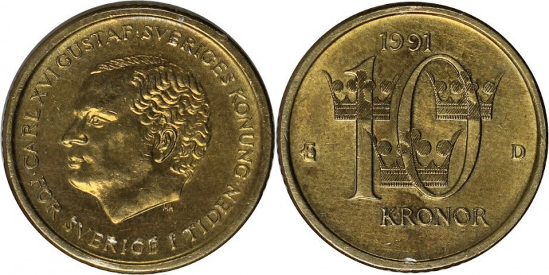 Europäische Münzen und Medaillen, Schweden / Sweden. Carl XVI. Gustaf. 10 Kronor...