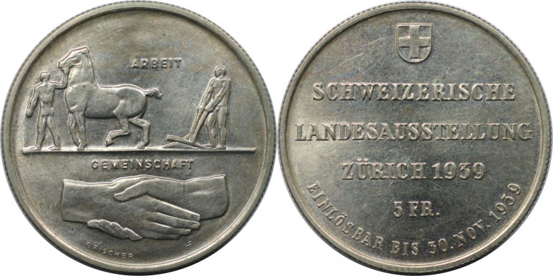 Europäische Münzen und Medaillen, Schweiz / Switzerland. Landesausstellung. 5 Fr...