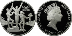 Weltmünzen und Medaillen, Australien / Australia. 100 Jahre Olympische Spiele - Drei Sportlerinnen bei der Siegerehrung. 20 Dollars 1993. 33,62 g. 0.9...