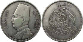 Weltmünzen und Medaillen, Ägypten / Egypt. Fuad I. 20 Piastres 1933. Silber. KM 352. Fast Vorzüglich.