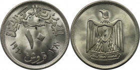 Weltmünzen und Medaillen, Ägypten / Egypt. 10 Piastres 1960. Silber. KM 398. Stempelglanz. Min. Flecken