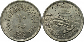 Weltmünzen und Medaillen, Ägypten / Egypt. Umleitung des Nils. 10 Piastres 1964. Silber. KM 405. Stempelglanz. Flecken