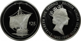 Weltmünzen und Medaillen, Britische Jungferninseln / British Virgin Islands. Entdeckung Amerikas - Schiff unter vollen Segeln. 25 Dollars 1992. 21,54 ...