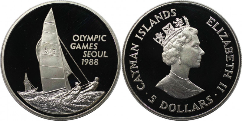 Weltmünzen und Medaillen, Cayman Islands. Olympische Spiele in Seoul - Segelschi...
