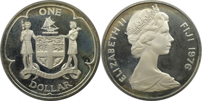 Weltmünzen und Medaillen, Fidschi / Fiji. Elizabeth II. 1 Dollar 1976, 28.28 g. ...