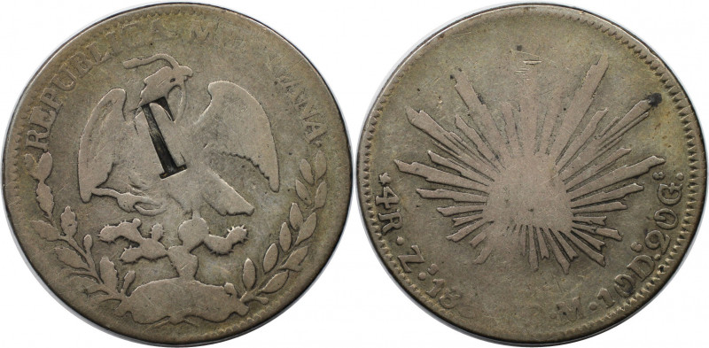 Weltmünzen und Medaillen, Mexiko / Mexico. 4 Reales ND( 18?) Zs OM, mit Stempel ...