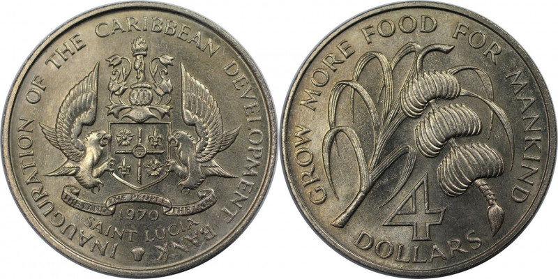 Weltmünzen und Medaillen, Saint Kitts and Nevis. Serie: F.A.O. 4 Dollars 1970, K...