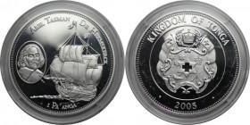 Weltmünzen und Medaillen, Tonga. ABEL TASMAN DE HEEMSKERCK. 1 Pa'anga 2005. 28,28 g. 0.925 Silber. 0.84 OZ. KM 219. Polierte Platte, in Münzkapsel