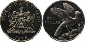 Weltmünzen und Medaillen, Trinidad und Tobago / Trinidad and Tobago. Cocrico Vogel. 1 Dollar 1975, Kupfer-Nickel. KM 23. NGC MS-68