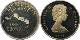 Weltmünzen und Medaillen, Turks und Caicos Inseln / Turks and Caicos Islands. Elizabeth II. 1 Crown 1976, Kupfer-Nickel. KM 5. Polierte Platte