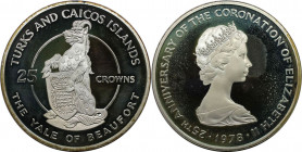 Weltmünzen und Medaillen, Turks und Caicos Inseln / Turks and Caicos Islands. 25. Jahrestag der Krönung der Königin Elizabeth II. Yale von Beaufort. 2...