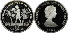 Weltmünzen und Medaillen, Turks und Caicos Inseln / Turks and Caicos Islands. Internationales Jahr des Kindes. 10 Crowns 1982, Silber. KM 18. Polierte...