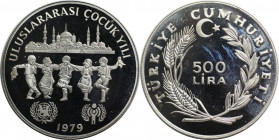 Weltmünzen und Medaillen, Türkei / Turkey. Jahr des Kindes. 500 Lira 1979, Silber. 0.69 OZ. KM 931. Polierte Platte