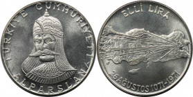 Weltmünzen und Medaillen, Türkei / Turkey. 900 Jahre Schlacht von Malazgirt. 50 Lira 1971. Silber. KM 900. Stempelglanz