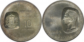Weltmünzen und Medaillen, Venezuela. Simon Bolivar. 10 Bolivares 1973. Silber. KM 45. Stempelglanz